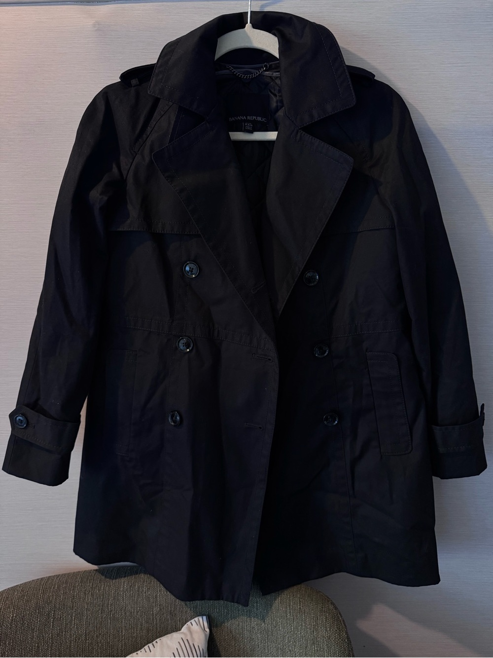 Banana Republic Black Double-Breasted Trench Coat